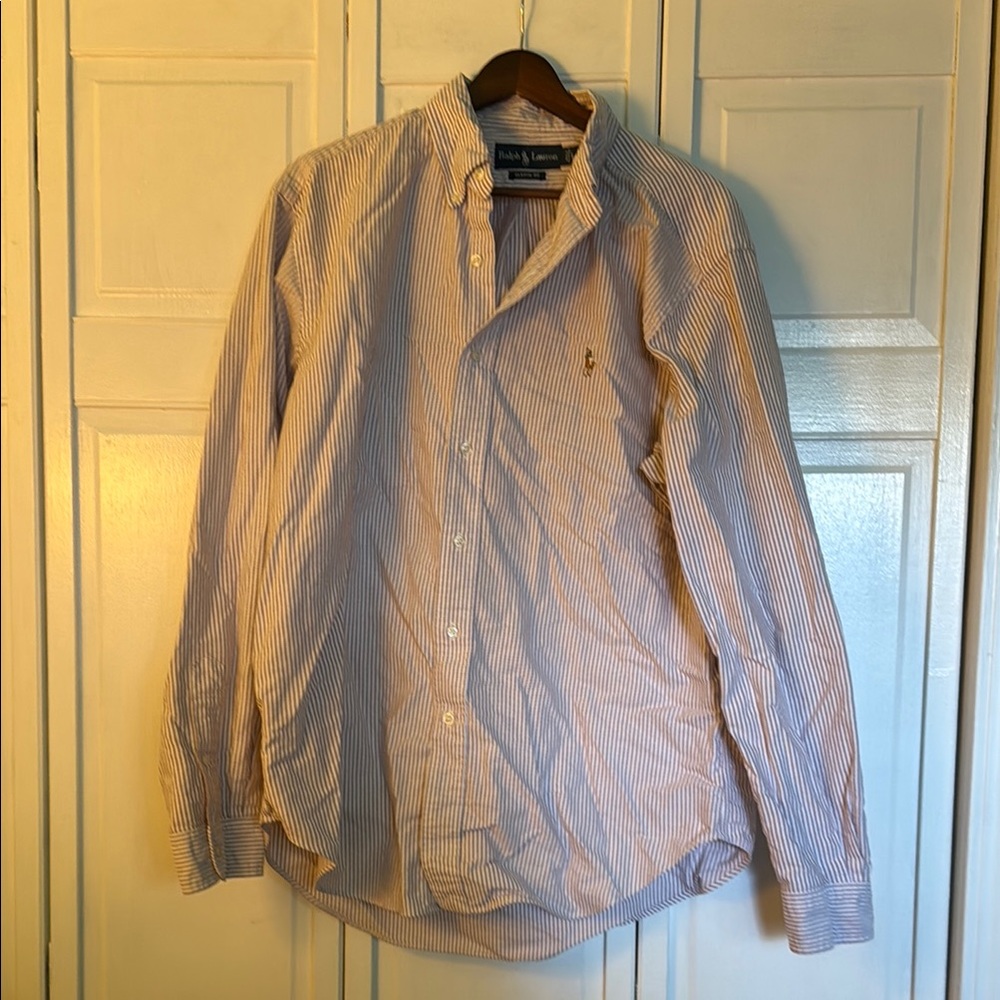 Men's Striped Shirt - Blue and White